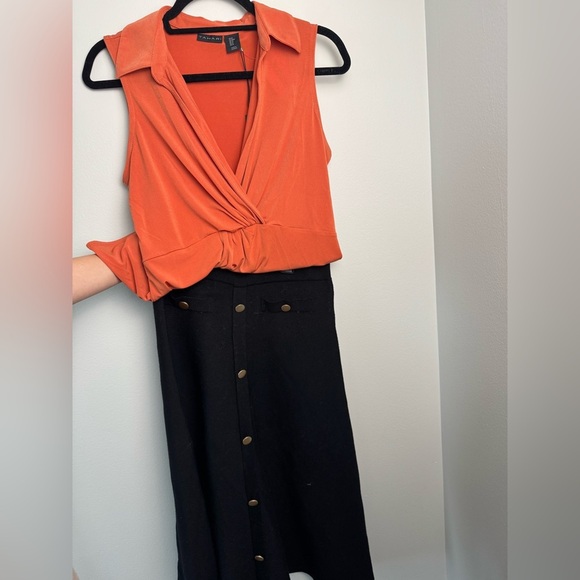 Tahari V-Neck Orange Top Career Bussines Classic Size M NWT - Picture 6 of 6